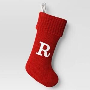 NEW Wondershop Red Knit Monogram Christmas Stocking Letter R Festive Holiday
